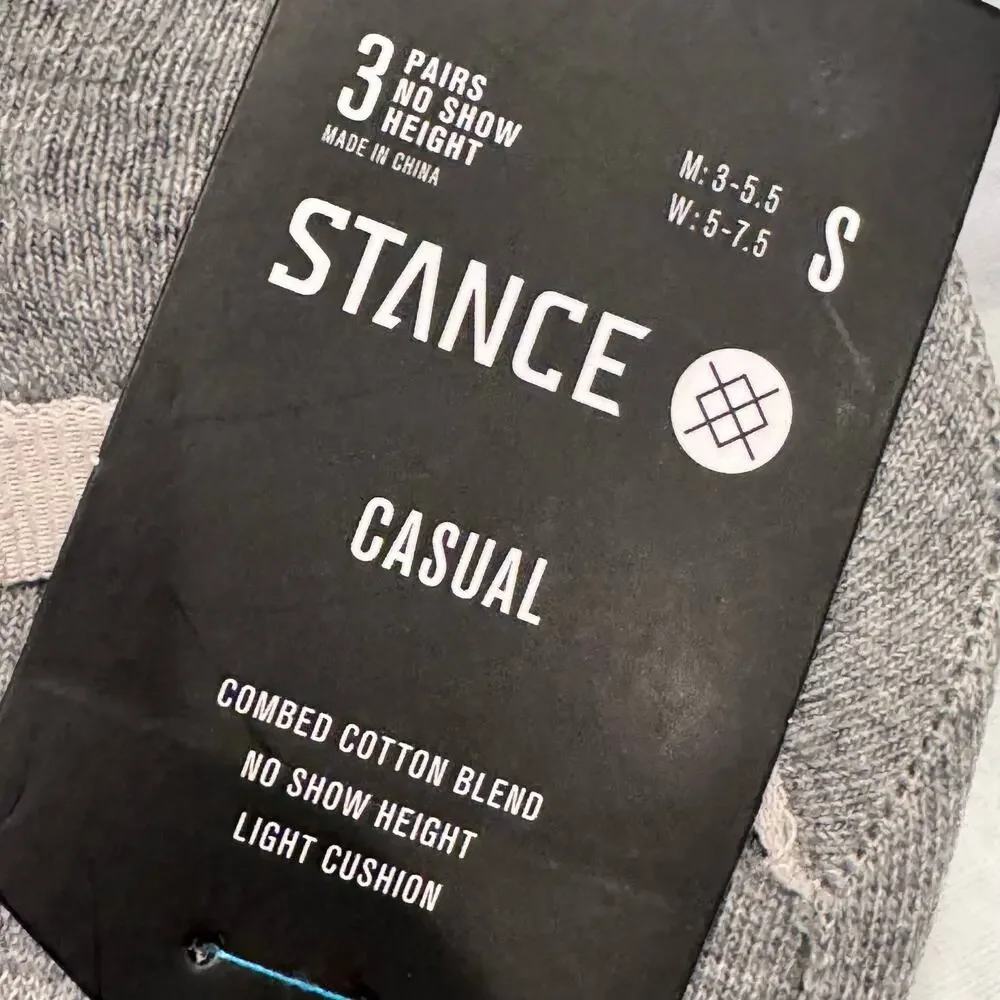 Stance Women's 3-Pack Crew Cut Socks Shoes Heather Gray Size Small NWT